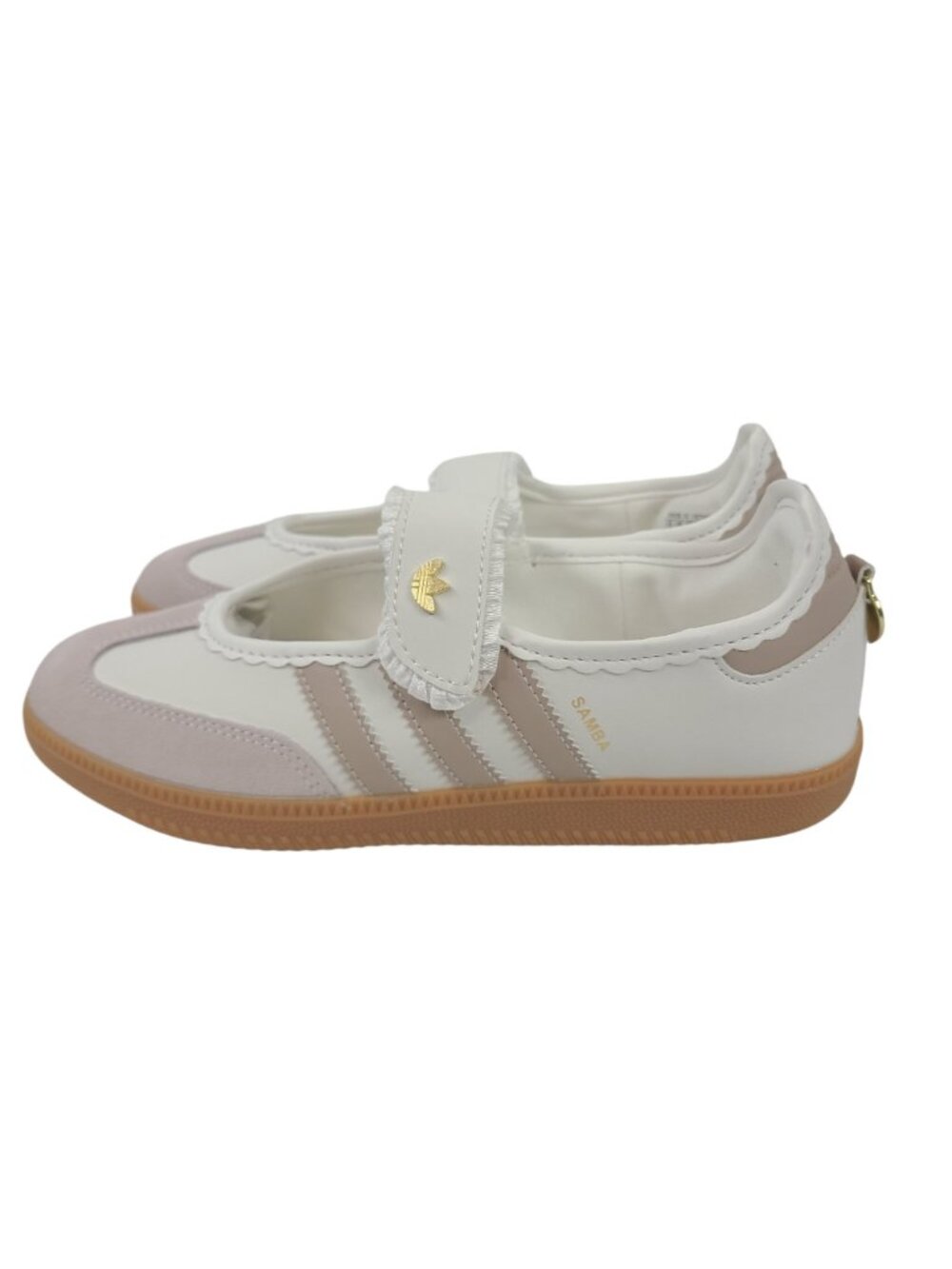 Adidas Samba Mary Jane Shoes Pink & White Gold Accents Women's Sz 7.5 Sneakers - Picture 3 of 7
